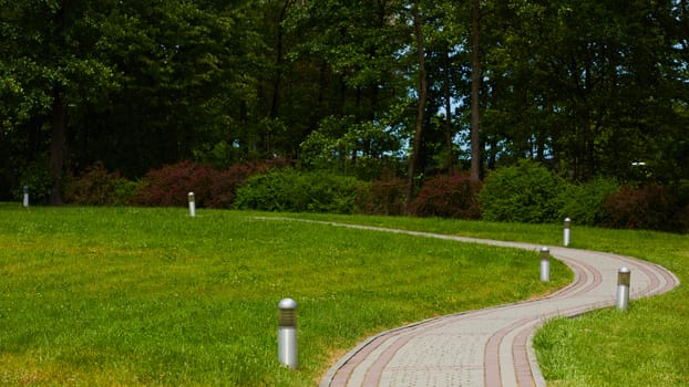 The stone Pathway in the Green Park.