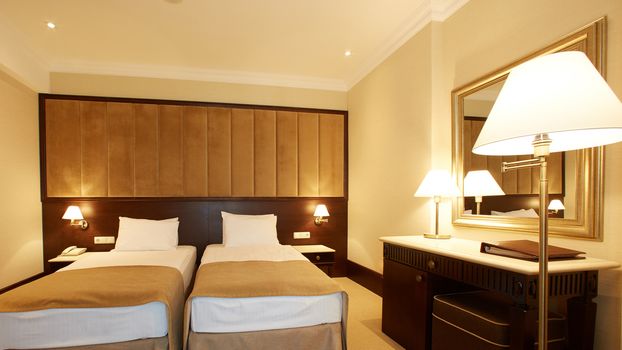 The modern interior of double bed room