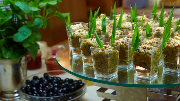 Set of tasty canape for an event party.