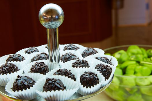 Dessert table for a party. akes and sweetness. Shallow dof