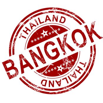 Red Bangkok stamp with white background, 3D rendering