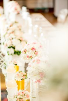 Wedding table decoration with flowers