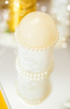 Close-up of a Wedding table decoration with candle