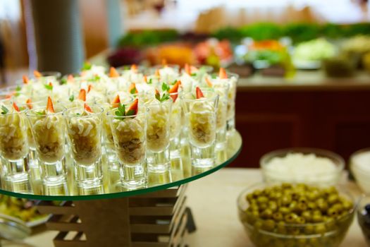 Dessert table for a party. akes and sweetness. Shallow dof