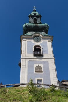 Tower of a church, which is a part of the Old Castle in the city Banska Stiavnica in Slovakia, part of the UNESCO heritage site.