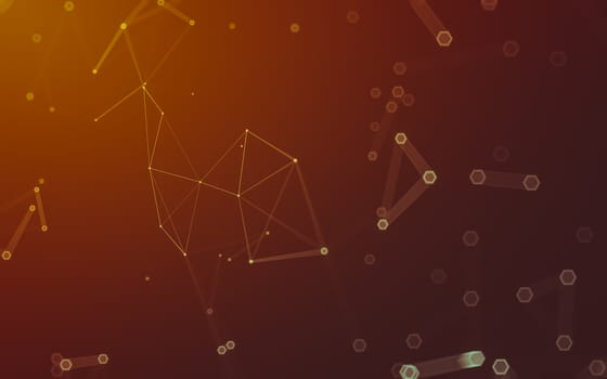 Abstract polygonal space low poly dark background with connecting dots and lines. Connection structure. 3d rendering