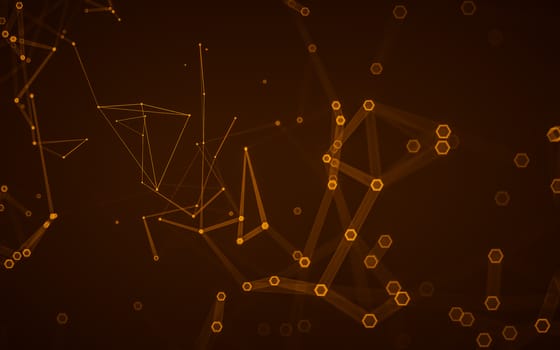 Abstract polygonal space low poly dark background with connecting dots and lines. Connection structure. 3d rendering