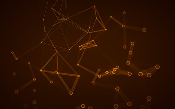 Abstract polygonal space low poly dark background with connecting dots and lines. Connection structure. 3d rendering