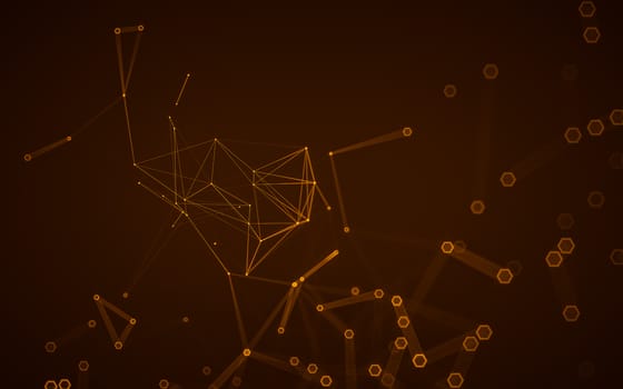 Abstract polygonal space low poly dark background with connecting dots and lines. Connection structure. 3d rendering