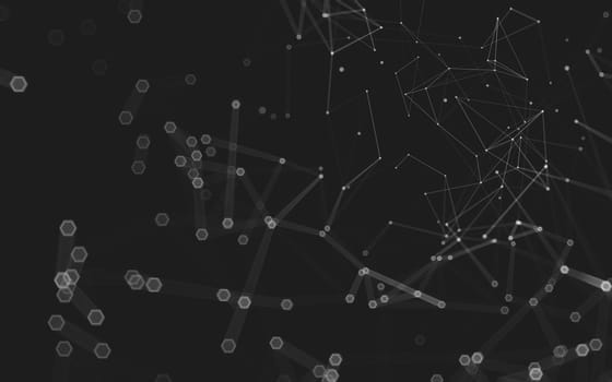 Abstract polygonal space low poly dark background with connecting dots and lines. Connection structure. 3d rendering