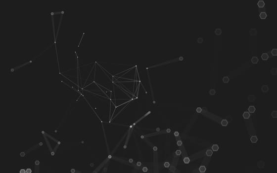 Abstract polygonal space low poly dark background with connecting dots and lines. Connection structure. 3d rendering