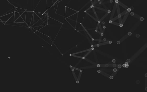 Abstract polygonal space low poly dark background with connecting dots and lines. Connection structure. 3d rendering