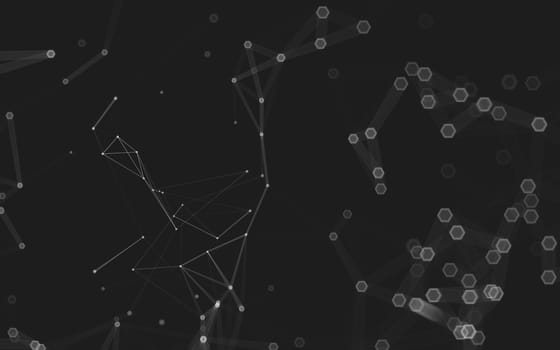 Abstract polygonal space low poly dark background with connecting dots and lines. Connection structure. 3d rendering