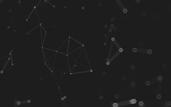 Abstract polygonal space low poly dark background with connecting dots and lines. Connection structure. 3d rendering