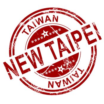 Red New Taipei stamp with white background, 3D rendering