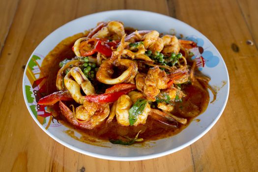 Stir Fried Seafood with Thai herbs