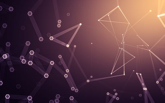 Abstract polygonal space low poly dark background with connecting dots and lines. Connection structure. 3d rendering