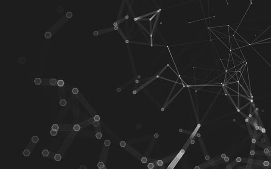 Abstract polygonal space low poly dark background with connecting dots and lines. Connection structure. 3d rendering