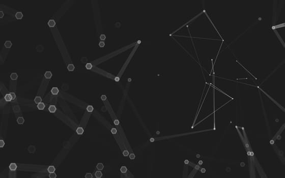 Abstract polygonal space low poly dark background with connecting dots and lines. Connection structure. 3d rendering