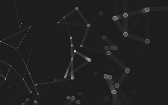 Abstract polygonal space low poly dark background with connecting dots and lines. Connection structure. 3d rendering