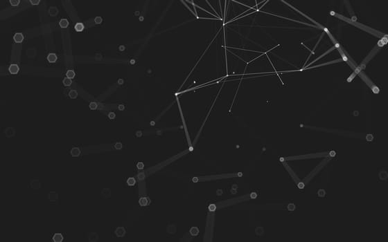 Abstract polygonal space low poly dark background with connecting dots and lines. Connection structure. 3d rendering