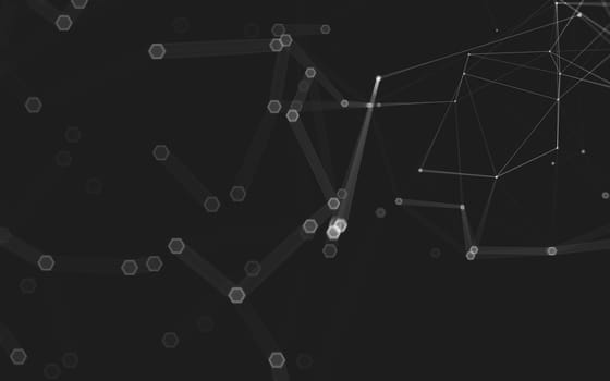 Abstract polygonal space low poly dark background with connecting dots and lines. Connection structure. 3d rendering