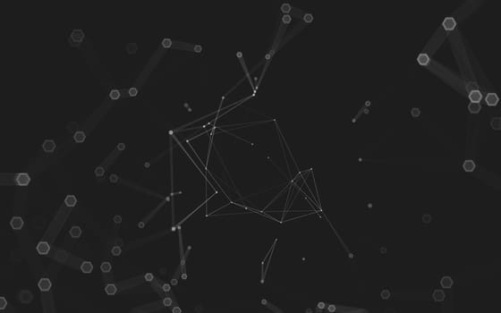 Abstract polygonal space low poly dark background with connecting dots and lines. Connection structure. 3d rendering