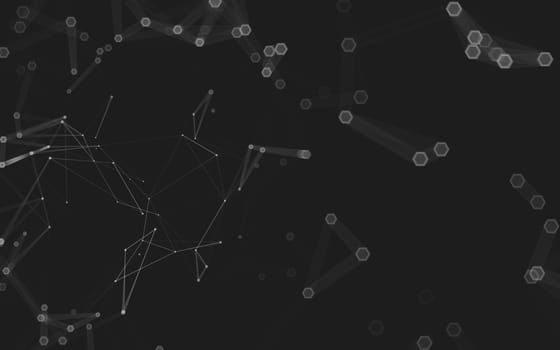 Abstract polygonal space low poly dark background with connecting dots and lines. Connection structure. 3d rendering