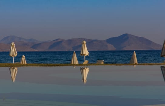 View at the pool with mountains in the background