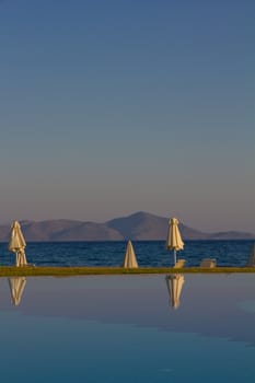 View at the pool with mountains in the background