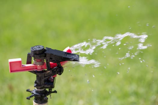 Watering grass sprinkler with sprinkling water fontain