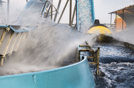 Water slide at waterpark playground in Maine, USA