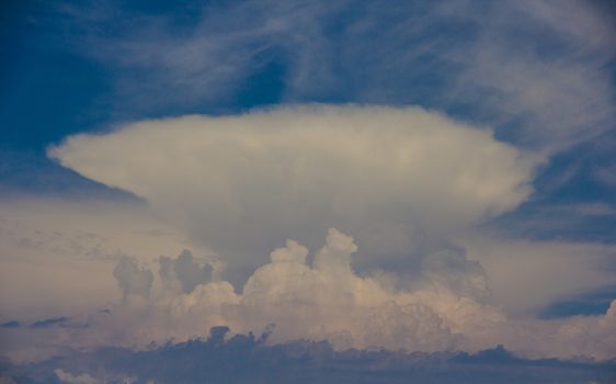 Mushroom cloud in blue sky