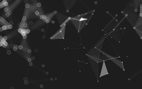 Abstract polygonal space low poly dark background with connecting dots and lines. Connection structure. 3d rendering