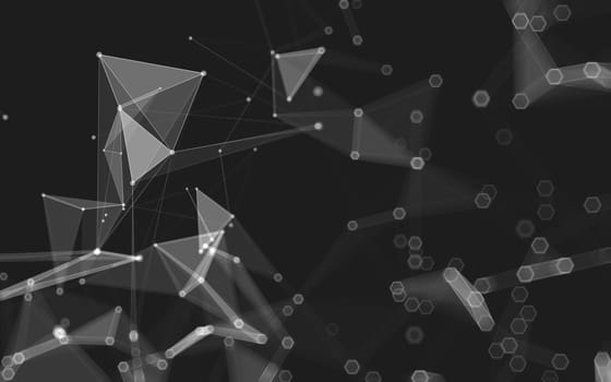 Abstract polygonal space low poly dark background with connecting dots and lines. Connection structure. 3d rendering