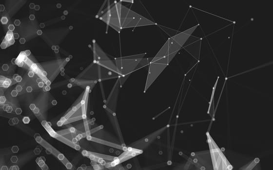 Abstract polygonal space low poly dark background with connecting dots and lines. Connection structure. 3d rendering