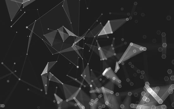 Abstract polygonal space low poly dark background with connecting dots and lines. Connection structure. 3d rendering