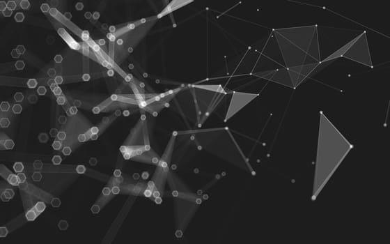 Abstract polygonal space low poly dark background with connecting dots and lines. Connection structure. 3d rendering