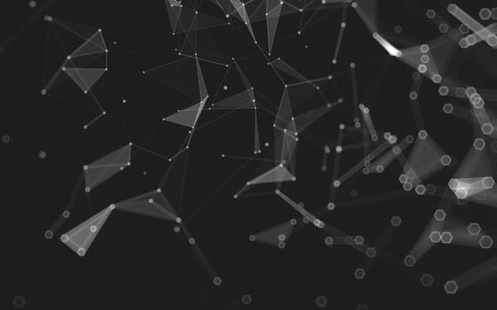 Abstract polygonal space low poly dark background with connecting dots and lines. Connection structure. 3d rendering