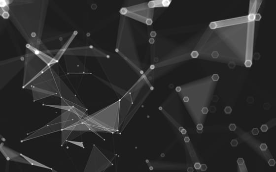 Abstract polygonal space low poly dark background with connecting dots and lines. Connection structure. 3d rendering