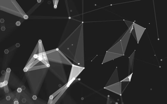 Abstract polygonal space low poly dark background with connecting dots and lines. Connection structure. 3d rendering