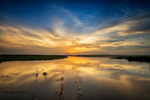 Beautiful Sunset at the ocean at summer