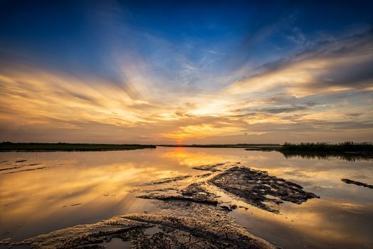 Beautiful Sunset at the ocean at summer