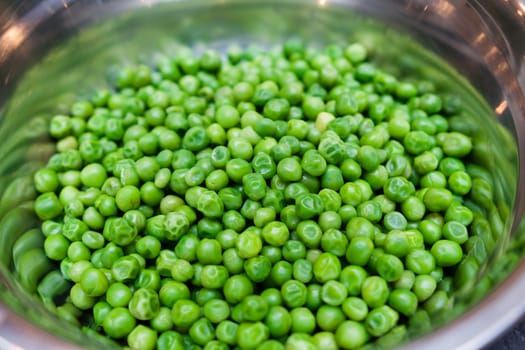 green pea in a glass bowl
