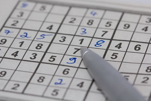 Sudoku view with pen and filled fields