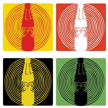 A set of circular pop art style bottle designs