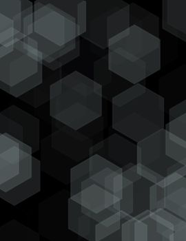 Black abstract geometric background formed with colored hexagons in rows