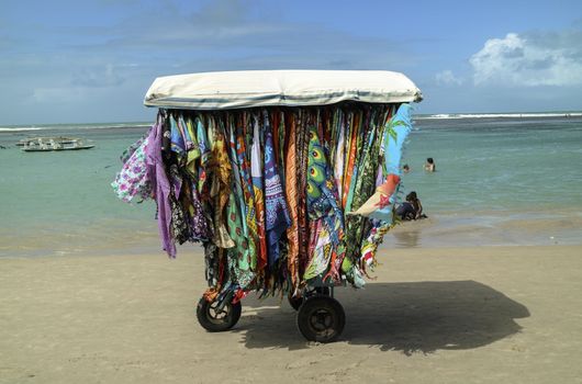 A vending cart in Chicken Beach in Ipojuca City near barrier reef, northeast Brazil