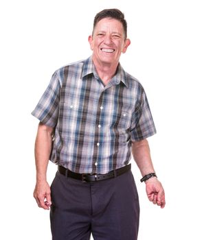 Smiling Transgender Man on White Background