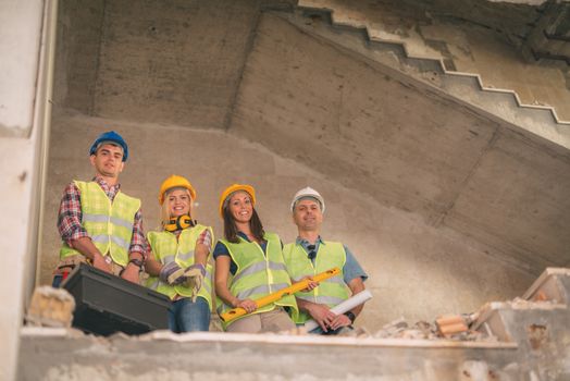 Four construction architects in building damaged in the disaster.